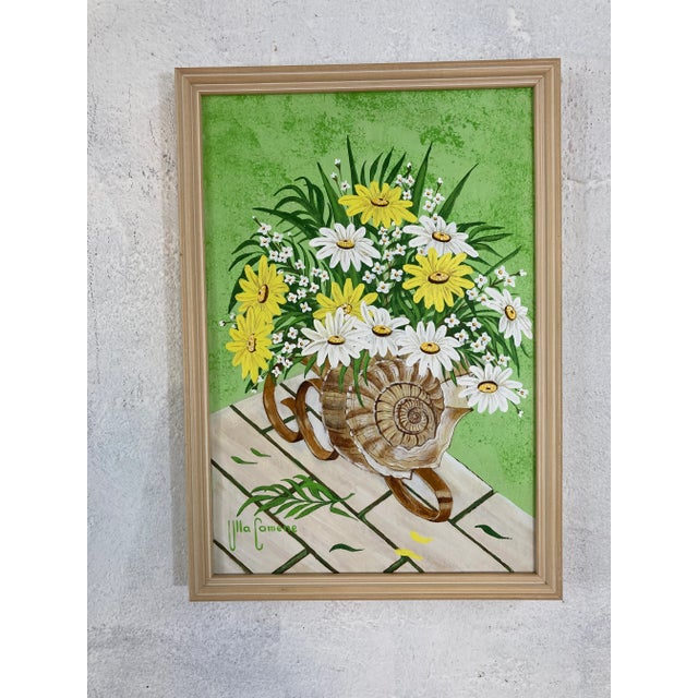 Plastic Palm Beach Style Painting on Board, Signed and Framed For Sale - Image 7 of 9