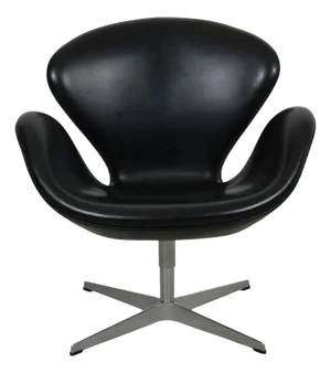 Arne Jacobsen Swan Chair in Patinated Black Leather 2007, 2000s