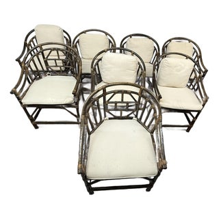 Brighton Pavilion Bamboo Dining Chairs, Vintage Set of Eight For Sale