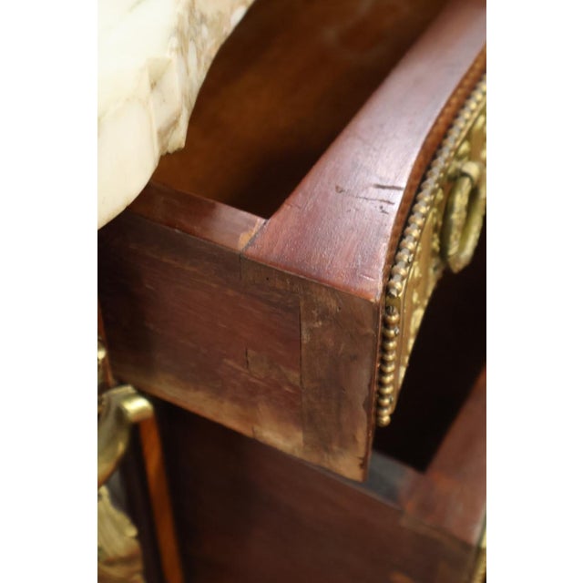 19th Century French Bronze Mount Inlaid Acajou Mouchete Riesener Style Commode For Sale - Image 9 of 16