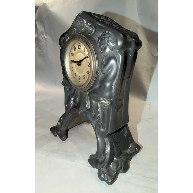 Antique German Art Nouveau Desk Clock For Sale - Image 4 of 11