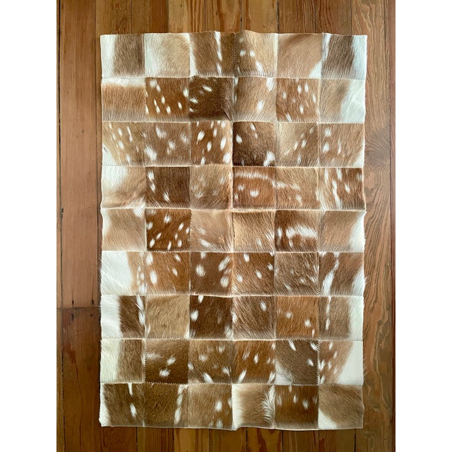 Multipurpose Decorative Patchwork of Hair-on Axis Deer Hide For Sale - Image 4 of 8