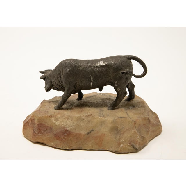 Mid 20th Century Bronze Bull on Stone Base For Sale In Nashville - Image 6 of 11