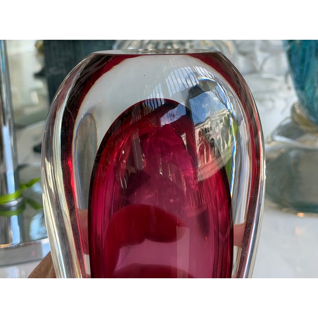 Murano Glass Pink Sommerso Teardrop Vases by Luigi Onesto - 1970's