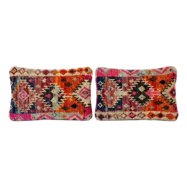 Anatolian Lumbar Rug Pillow Cover 16'' X 24'' - Set of Two For Sale