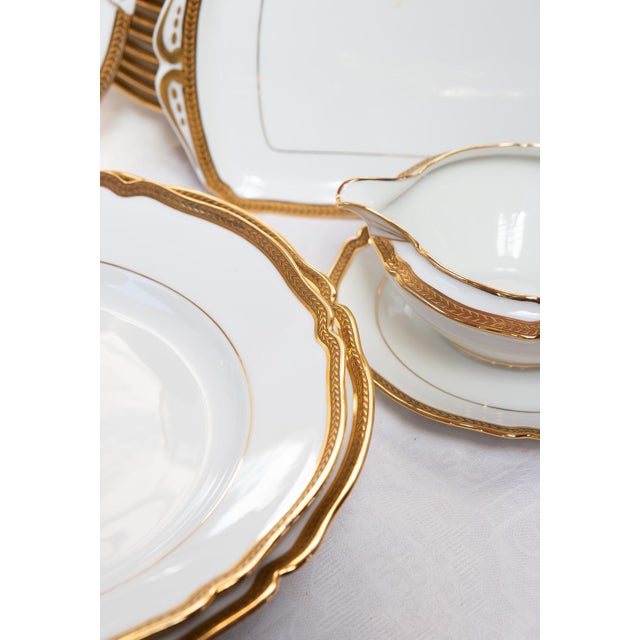 French Dinnerware with Gold Trim from Limoges Porcelain, 1950s, Set of 53 For Sale - Image 12 of 16