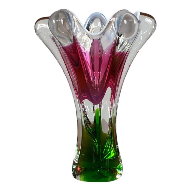 Art Glass Vase by Josef Hospodka for Chribska Glassworks, 1960s For Sale