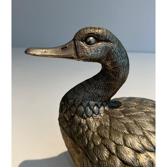 1970s Silver-plated ice bucket depicting a duck by Mauro Manetti For Sale - Image 6 of 12