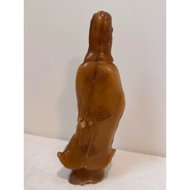 Vintage Hand-Carved Soapstone Guanyin Statue For Sale In Nashville - Image 6 of 10
