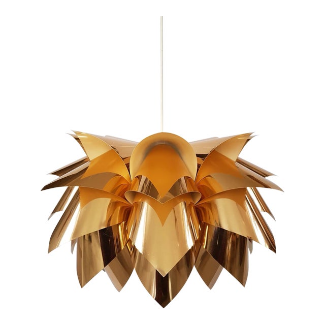 Golden "Cactus" Pendant Lamp From Hoyrup Light, Denmark. Designed by Lars Schioler 1974. For Sale