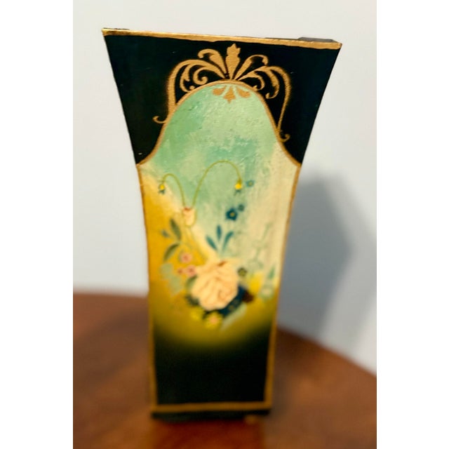 Vintage Sterling Industries Hand-Painted Floral Wood Cachepot For Sale - Image 4 of 6