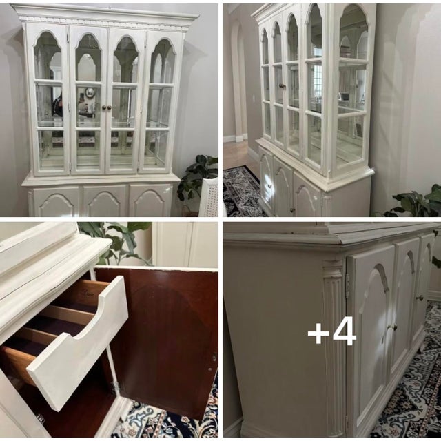 Vintage Dixie Furniture French Provincial Lighted China Cabinet For Sale - Image 9 of 14