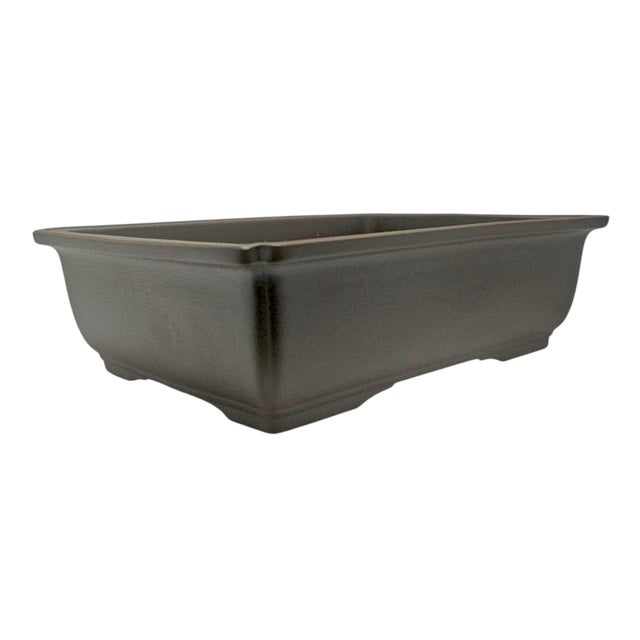Mid-to-Late 20th Century Japanese Brown Rectangular Ceramic Bonsai Planter For Sale In San Francisco - Image 6 of 12