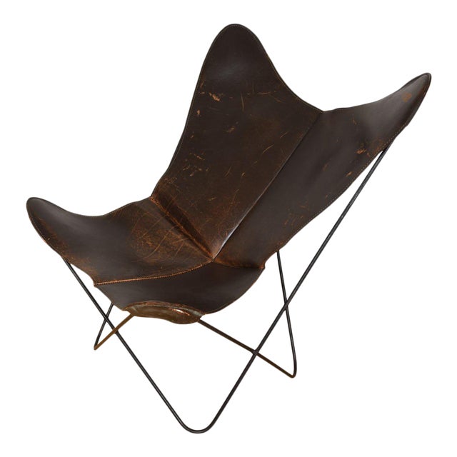 Vintage Ferrari Hardoy For Knoll Leather Butterfly Chair Chairish