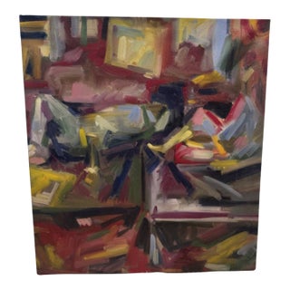 Large Abstract Acrylic on Canvas, Multi-Colored For Sale
