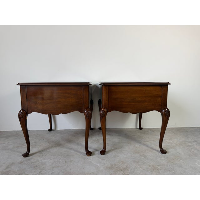 1970's Vintage Drexel Queen Anne Style Nightstands – A Pair For Sale - Image 13 of 16