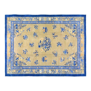 Vintage Chinese Art Deco Hand Knotted Wool Rug, 9'7'' X 12'10'' For Sale