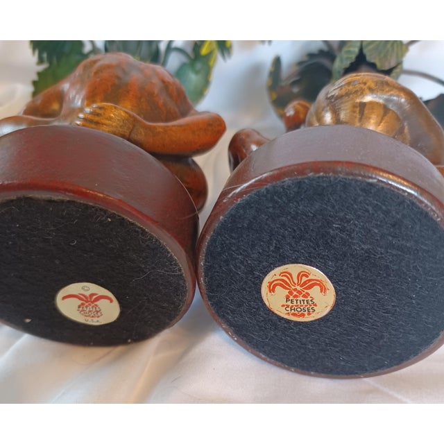 Petites Chores Monkey and Plam Trees a Pair For Sale - Image 4 of 4