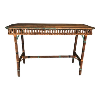 Antique Stick Wicker Console Sofa Table, Circa 1905 For Sale