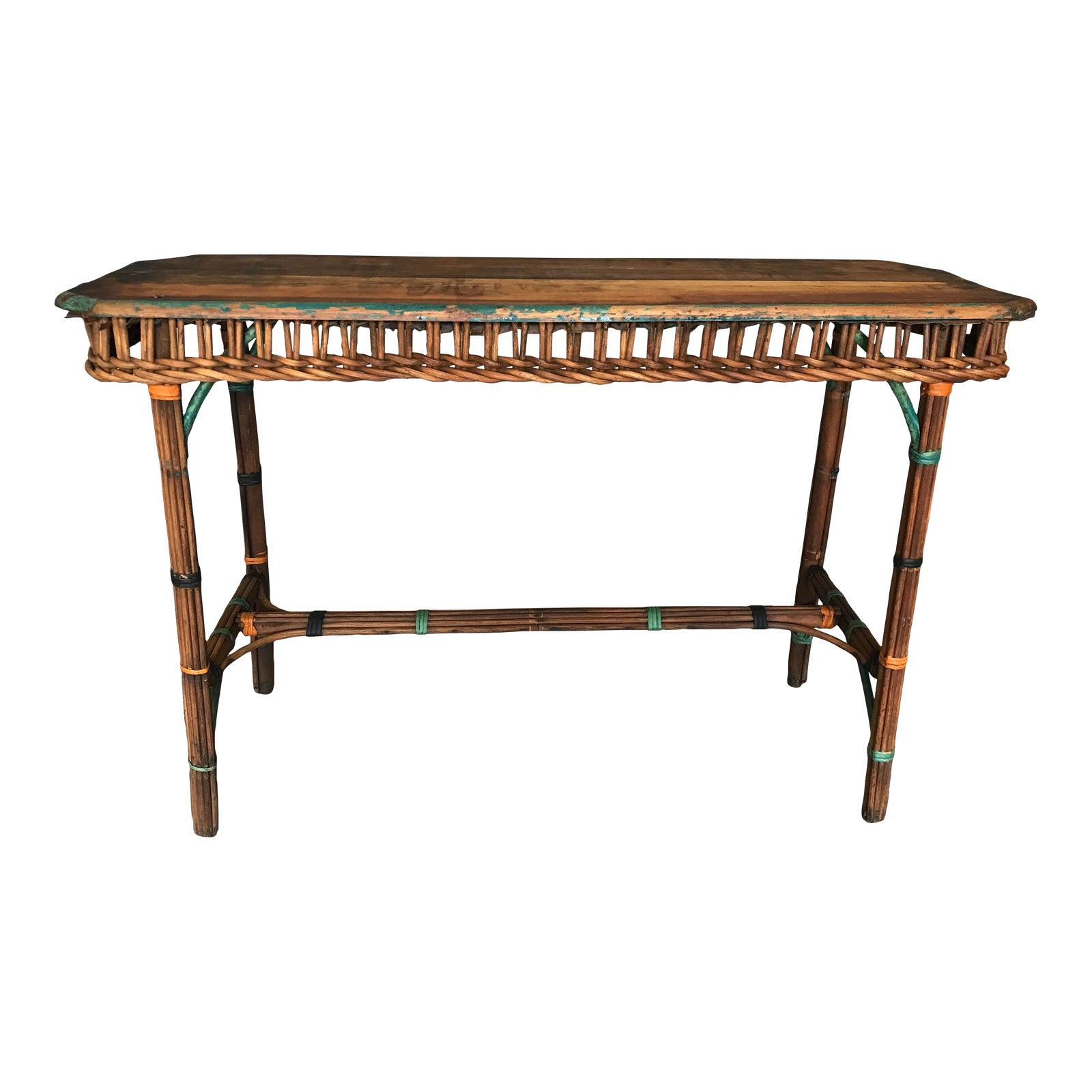 Antique Stick Wicker Console Table, Circa 1905 Chairish