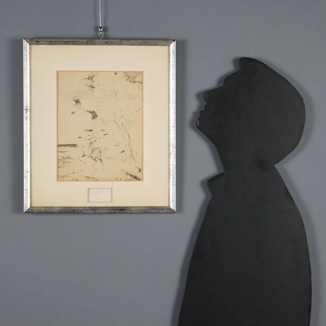 Marker on rice paper, glued to cardboard. Signed at the bottom. Below is a dedication from the artist (Greetings dear -...