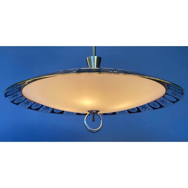 1950s Mid-Century Modern Lighting Extravaganza Chandelier With Glass Shade For Sale In San Francisco - Image 6 of 8