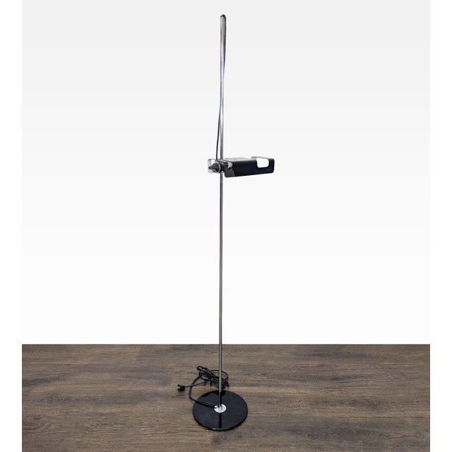 Joe Colombo Joe Colombo for Oluce Vintage Chrome and Black Floor Lamp For Sale - Image 4 of 10