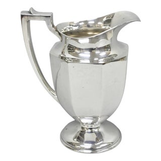 Vintage Art Deco Silver Plated Octagonal Faceted Water Pitcher by Homan Plate For Sale