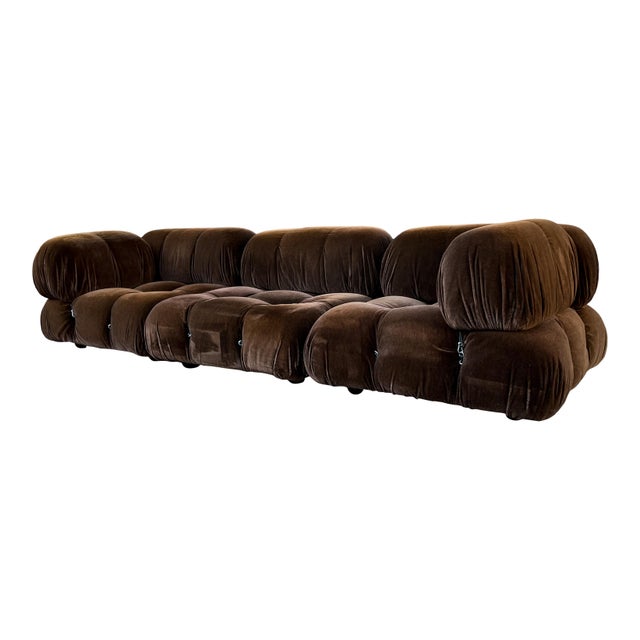 Brown Alpaca Velvet Camaleonda Modular Sofa by Mario Bellini for C&B Italia, 1972, Set of 5 For Sale - Image 6 of 12