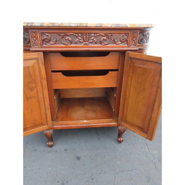 Early 1900s French Heavy Hand Carved Commode Marble Top Cabinet 6672 For Sale - Image 9 of 18