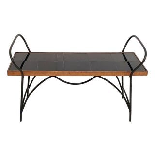 Rectangular Coffee Table in Steel and Oak, 1950s For Sale
