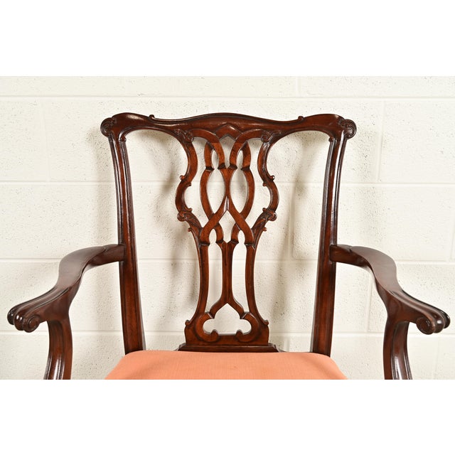 Baker Furniture Chippendale Carved Mahogany Dining Chairs, Set of Ten For Sale In South Bend - Image 6 of 12