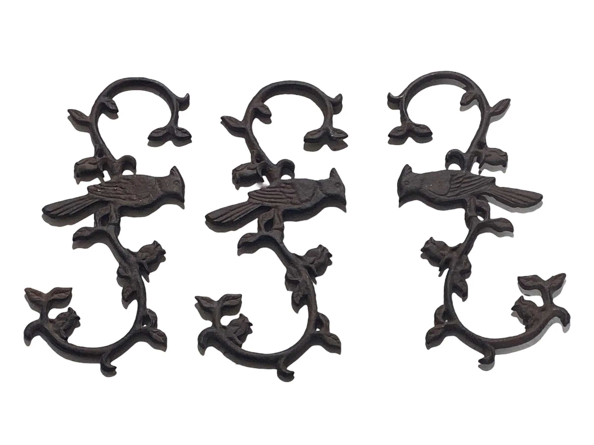 Vintage Birds Decorative Plant Hanger Cast Iron Flower Basket Hook 5.5" H  Set of 3 | Chairish