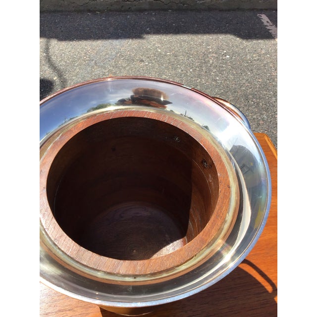 Late 20th Century Mid-Century Modern Brass and Walnut Champagne Cooler For Sale In Denver - Image 6 of 11