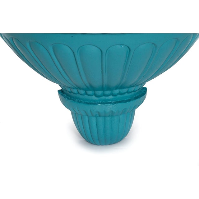 Antique Cast Iron Wall-Mounted Teal Painted Garden Fountain With Lion Mask For Sale - Image 13 of 18