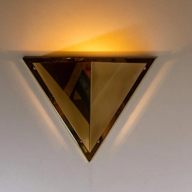 Goldenrod Pyramid Shaped Massive Brass Wall Lamp from OTHR, 1970s For Sale - Image 8 of 13