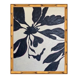 Abstract Botanical Acrylic Painting on Canvas, Framed Original Modern Organic Art by Tatiana Duperault For Sale