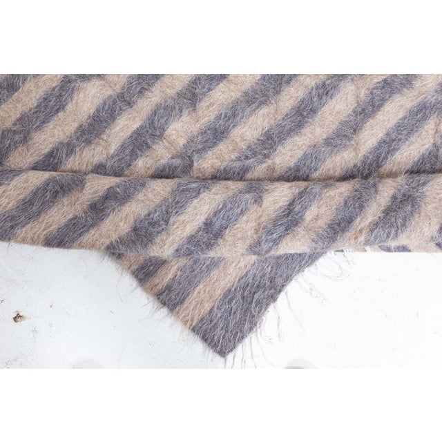 Animal Skin Textural Stripe Modern Goat Hair Runner by Doris Leslie Blau For Sale - Image 7 of 8
