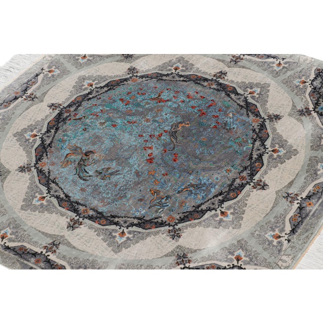 Hand-knotted in silk, this 3x3 square rug represents a bold new line of Rug & Kilim’s Modern Collection—a series of...