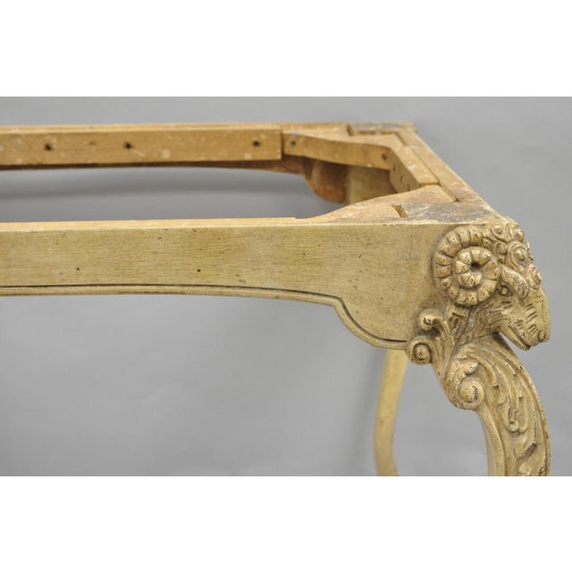 Vintage Italian Regency Rams Head Carved Hoof Foot Console Table Base For Sale - Image 13 of 15