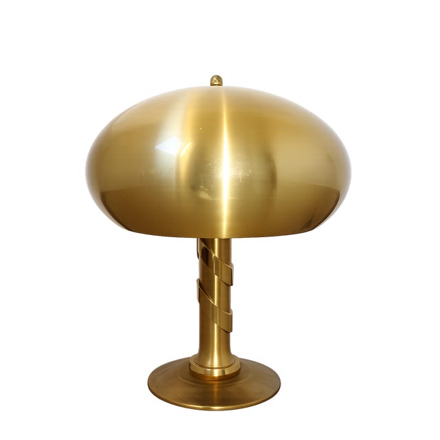 Gilt Brass Mushroom Table Lamp, 1970s For Sale - Image 9 of 9