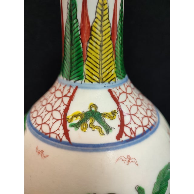White Chinese Ceramic Vase Jiajing Marked Famille Verte Doucai Porcelain Bell‑shaped Zun Vase Hand Painted Playing Children Pattern For Sale - Image 8 of 11