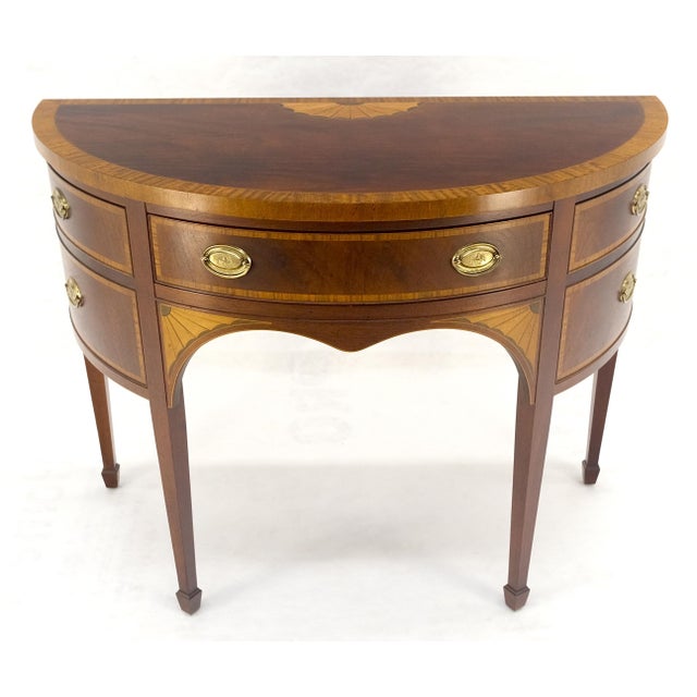 Baker Banded Inlayed Demi Lune Federal Sideboards MINT! For Sale - Image 17 of 18