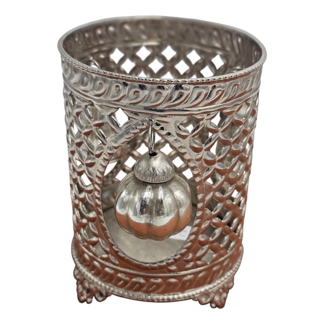 Openwork Silver-Plated Candle or Bottle Holder Base, 1970s For Sale