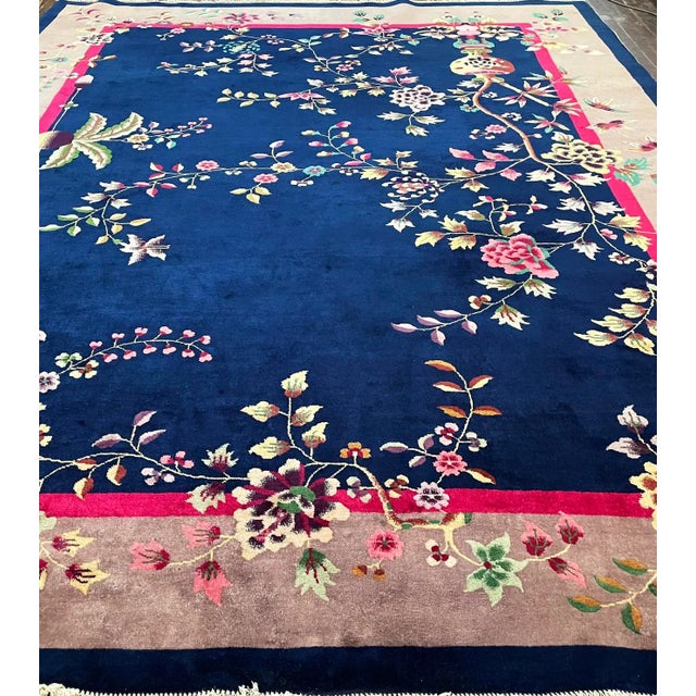 Art Deco Early 20th Century Antique Art Deco Chinese Carpet, Richness ,8'10" X 11'4" C-1920, #17399 For Sale - Image 3 of 9