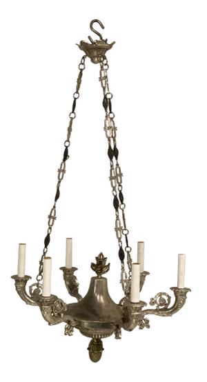 1930s French Silver Plated Empire Chandelier