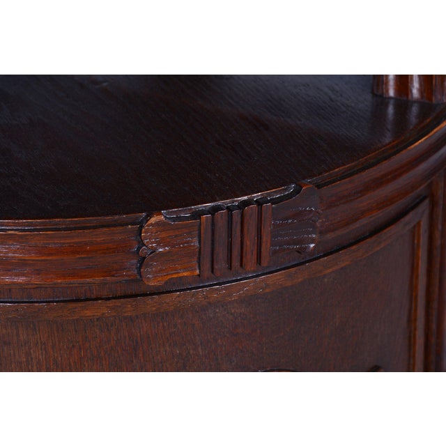 Czech Cubist Bedside Tables in Oak and Walnut, Polished, 1910s, Set of 2 For Sale - Image 11 of 16