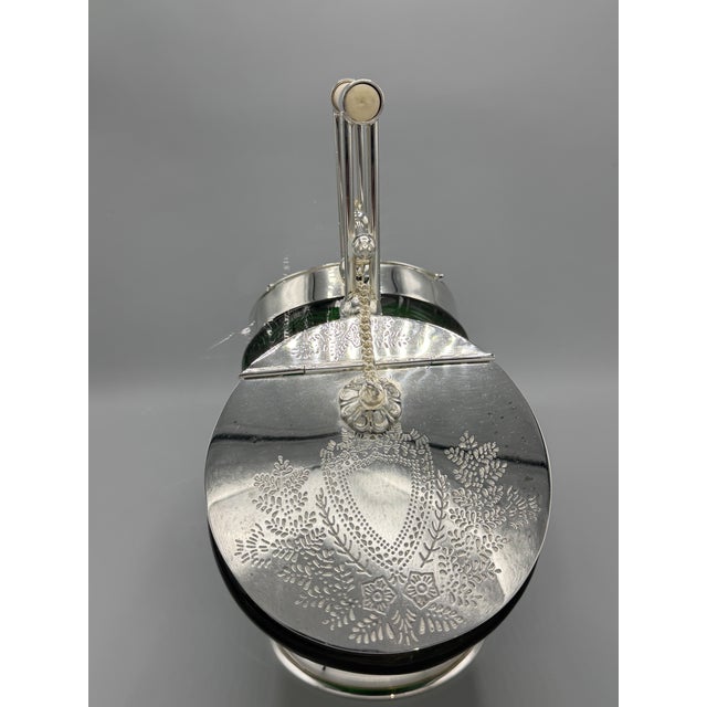 Emerald Green Cut Glass Biscuit Barrel from James Deakin & Sons, 1920 For Sale - Image 12 of 18