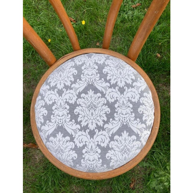 Bistro Chairs in Bent Beechwood and Damask Fabric from Fischel, 1890s For Sale - Image 5 of 10