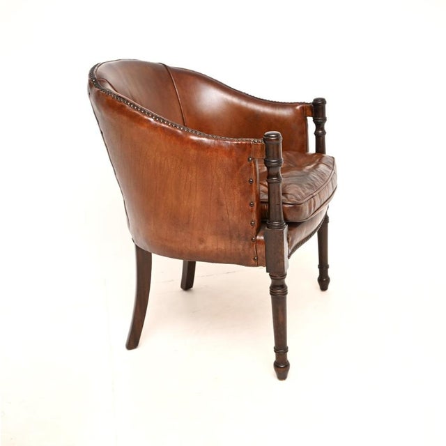 Vintage Georgian Style Leather Armchair, 1930 For Sale - Image 3 of 11